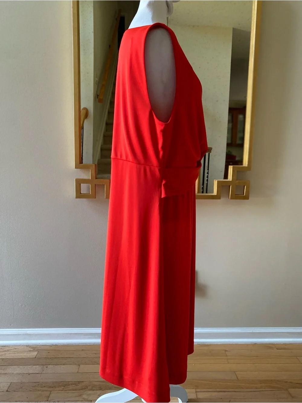 Ann Taylor Twist Front Jersey Dress Crimson Orange sz XL - Picture 7 of 15